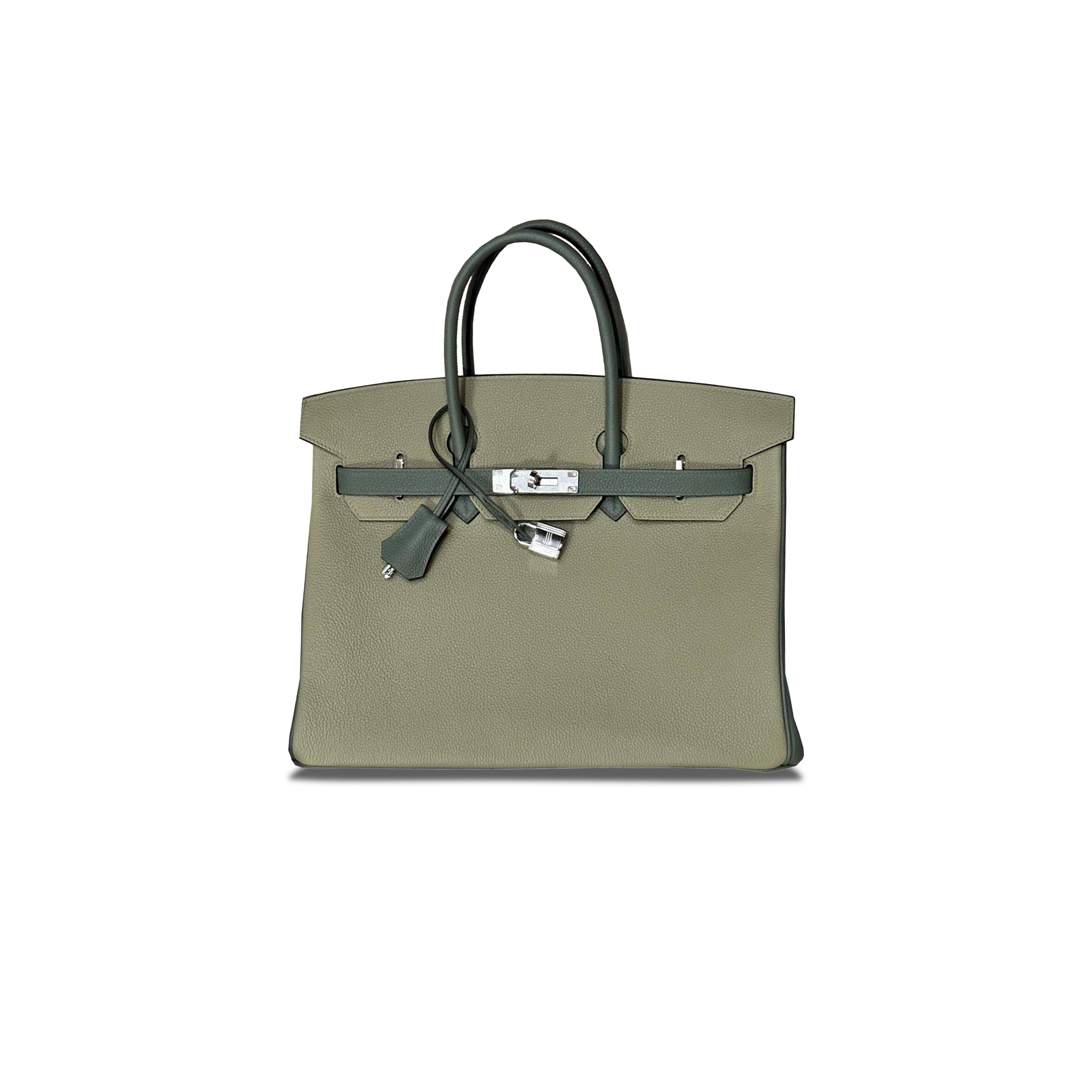 HERMES MASTER BIRKIN 35 TOGO LEATHER ALMOND GREEN WITH SAGE GREEN AND SILVER BUCKLE HORSESHOE PRINT 2160900307918 (35*28*18cm)